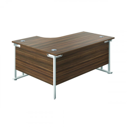 Jemini Radial Right Hand Cantilever Desk 1800x1200x730mm Dark Walnut/White KF807995