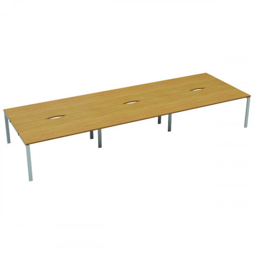 JEMINI 6 PERSON BENCH DESK N/OAK/WHT