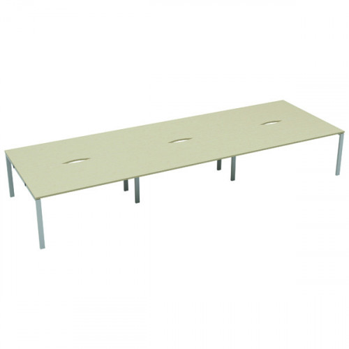 JEMINI 6 PERSON BENCH DESK MAPLE/WHT