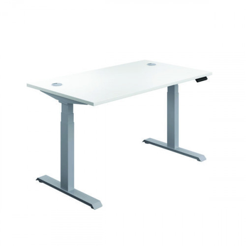 JEMINI SIT/STAND DESK WITH CABLE WHT