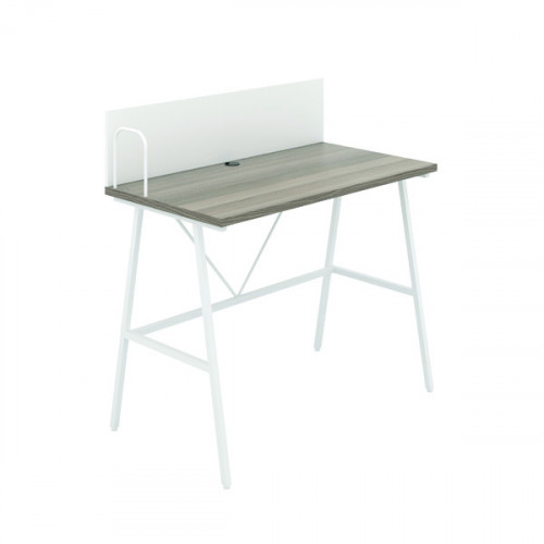 Jemini Soho Desk with Backboard 1000x540x1250mm Grey Oak/White KF90775