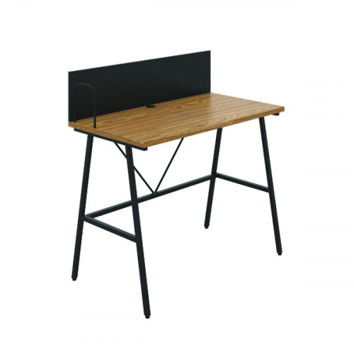 Jemini Soho Desk with Backboard 1000x540x1250mm Oak/Black KF90778