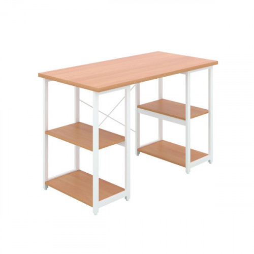 Jemini Soho Desk 4 Straight Shelves 1200x600x770mm Beech/White KF90781