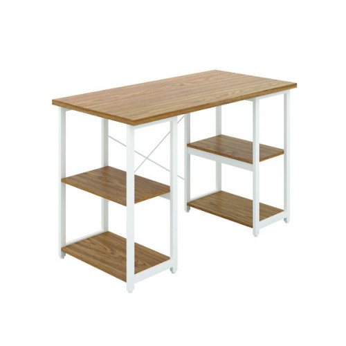 Jemini Soho Desk 4 Straight Shelves 1200x600x770mm Oak/White KF90782