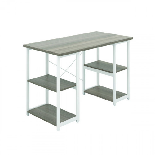 Jemini Soho Desk 4 Straight Shelves 1200x600x770mm Grey Oak/White KF90783