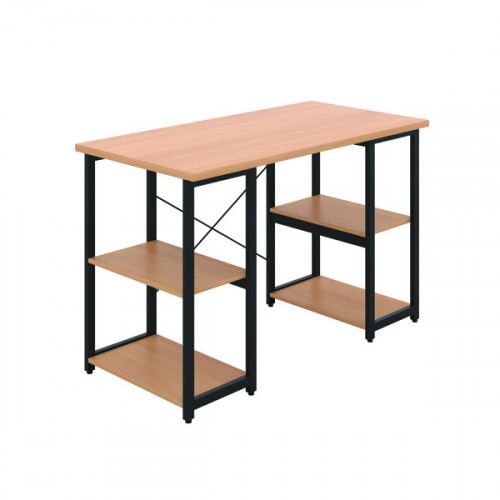 Jemini Soho Desk 4 Straight Shelves 1200x600x770mm Beech/Black KF90785