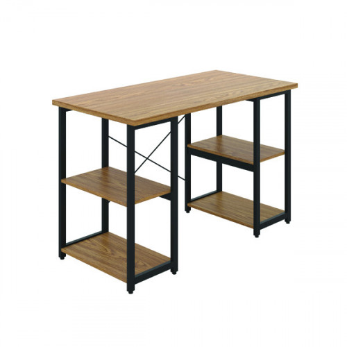 Jemini Soho Desk 4 Straight Shelves 1200x600x770mm Oak/Black KF90786