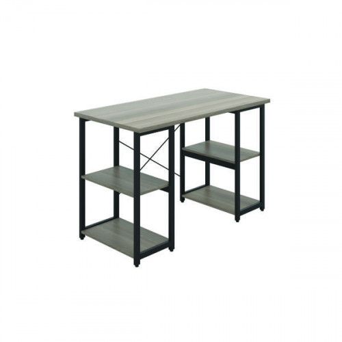 Jemini Soho Desk 4 Straight Shelves 1200x600x770mm Grey Oak/Black KF90787