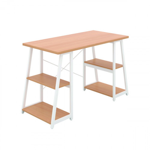 Jemini Soho Desk 4 Angled Shelves 1300x600x770mm Beech/White KF90789
