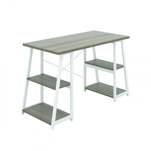 Jemini Soho Desk 4 Angled Shelves 1300x600x770mm Grey Oak/White KF90791