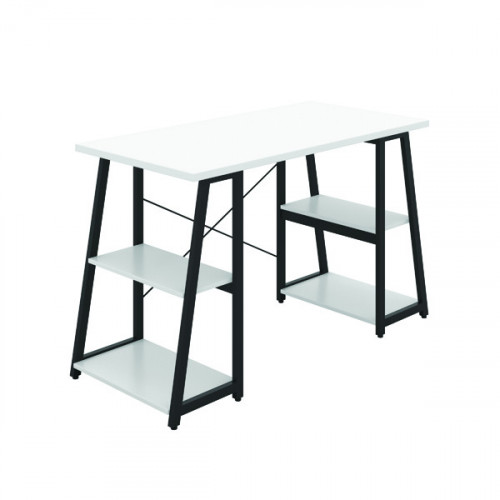 Jemini Soho Desk 4 Angled Shelves 1300x600x770mm White/Black KF90796