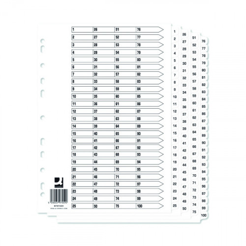 Q-CONNECT A4 1-100 MYLAR INDEX PK10