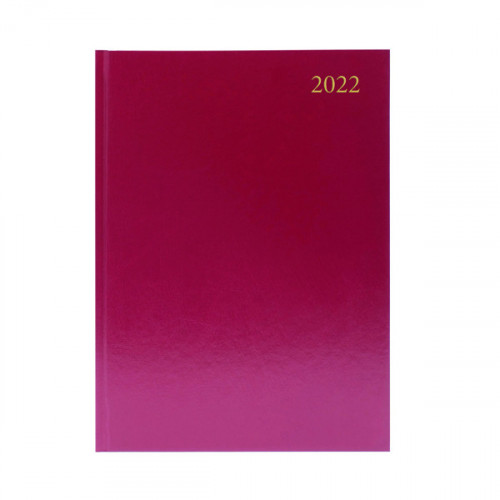 Desk Diary Day Per Page A4 Burgundy 2022 KFA41BG22