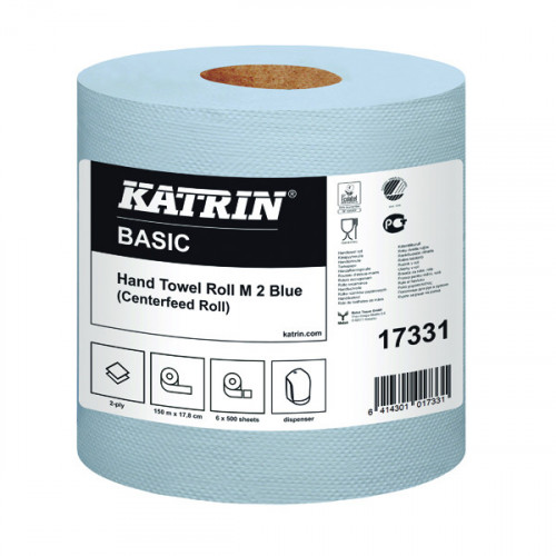 Katrin Classic Centrefeed Hand Towel 2-Ply Blue (Pack of 6) 17331