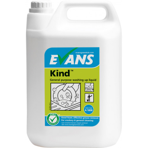 Evans Kind, Washing up liquid & detergent (gentle to skin) per 5 Ltr (A180EEV2)