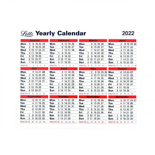 Letts Yearly Calendar 2022 22-TYC