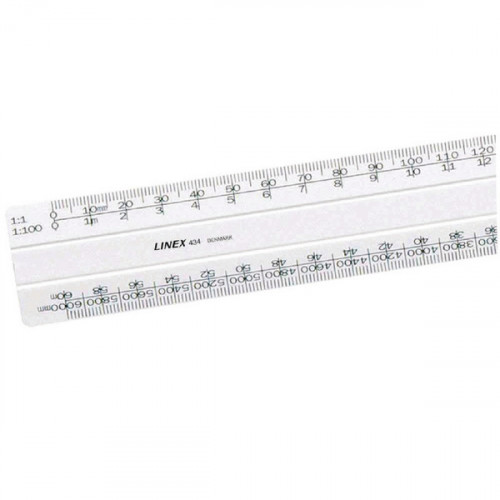 White 30cm Linex Flat Scale Ruler 1:1-500 (Comes with colour coded inserts for ease of use) LXH 433