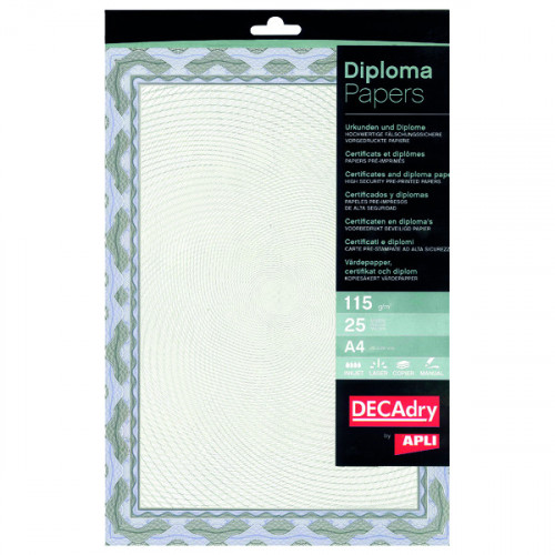 DECADRY CERT PAPER A4 SPRIAL B PK25