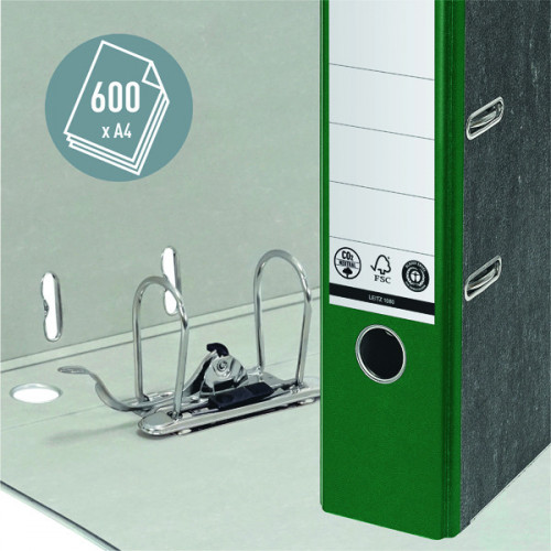 Leitz Lever Arch File 80mm A4 Green (Pack of 10) 108055
