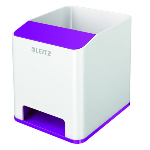 Leitz WOW Sound Pen Holder Dual Colour White/Purple 53631062