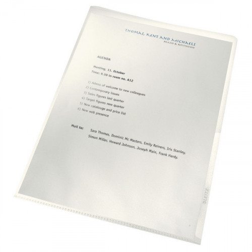 Leitz Recycled Cut Flush Folders A4 Clear (Pack of 100) 40011003