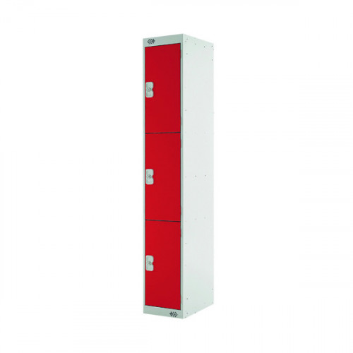 Three Compartment Locker 300x450x1800mm Red Door MC00053