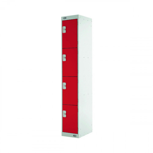Four Compartment Express Standard Locker 300x300x1800mm Red Door MC00147
