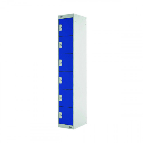 Six Compartment Express Standard Locker 300x300x1800mm Blue Door MC00148