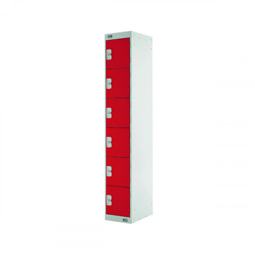 Six Compartment Express Standard Locker 300x300x1800mm Red Door MC00150
