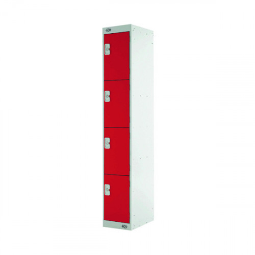 Four Compartment Express Standard Locker 300x450x1800mm Red Door MC00162