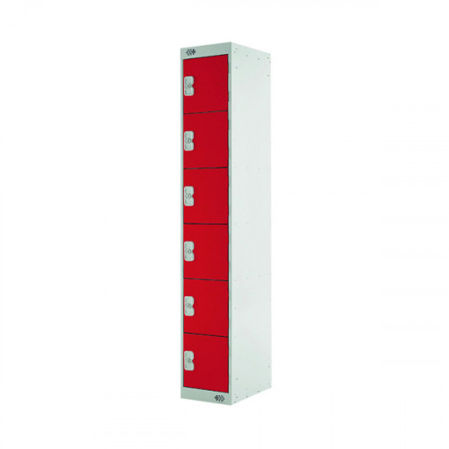 Six Compartment Express Standard Locker 300x450x1800mm Red Door MC00165
