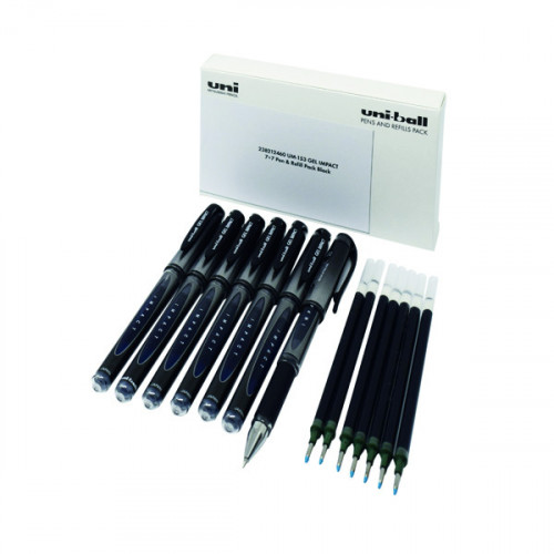 Uni-Ball Gel Impact UM-153 7 Pen/7 Refill Black (Pack of 14) 238212460