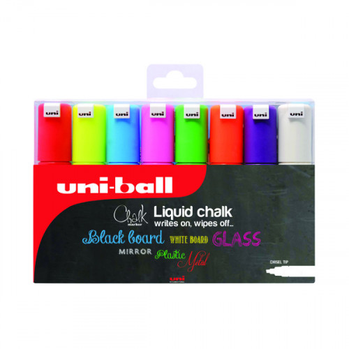 Uniball PWE-8K Chalk Marker Chisel Broad Assorted (Pack of 8) 153494343