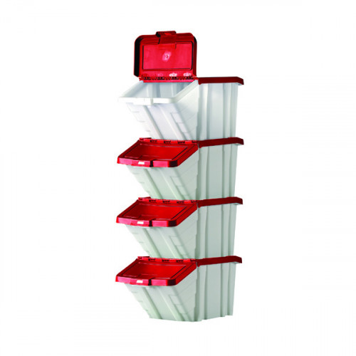 BARTON MF STORAGE BINS RED LIDS PK4