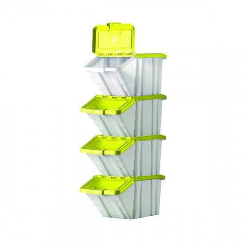 Barton Multifunctional Storage Bins Yellow Lids (Pack of 4) 052106/4