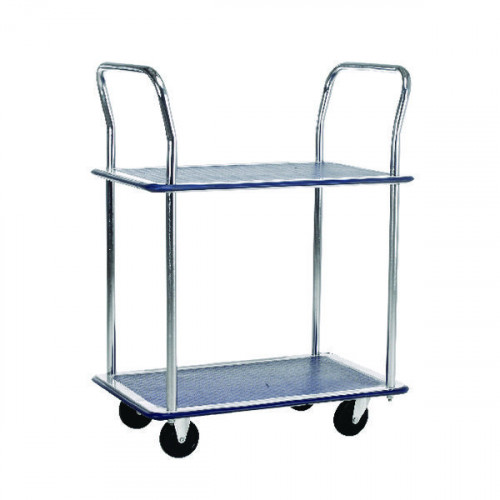 BARTON 2 SHELF TROLLEY SLVER/BLUE