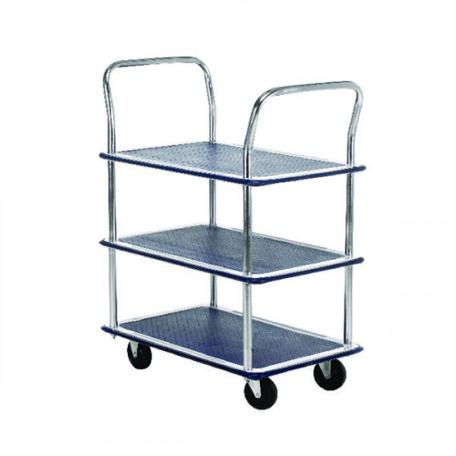 BARTON 3 SHELF TROLLEY SLVER/BLUE