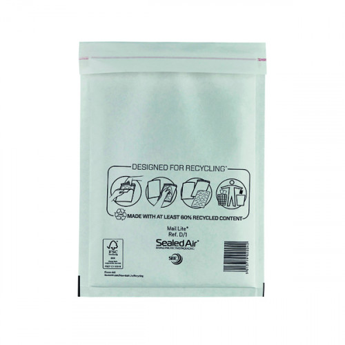 BUBBLE LINED BAG WHITE 180X260 PK100