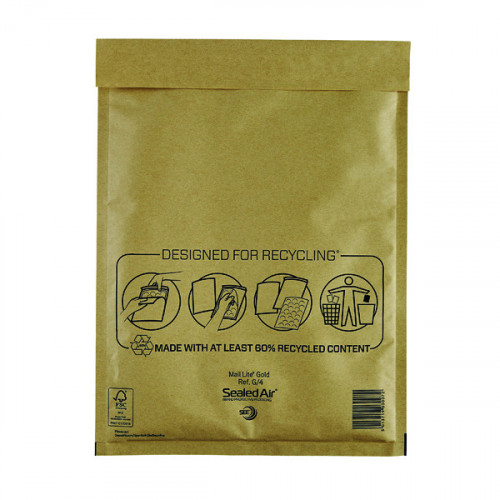 BUBBLE LINED BAG GOLD 240X330 PK50