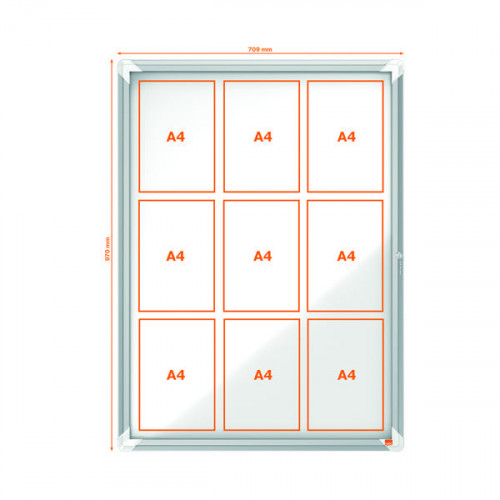 Nobo Premium Plus Magnetic Lockable Notice Board 9xA4 1902560