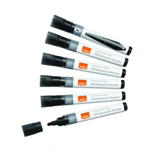 Nobo Liquid Ink Drywipe Marker Black (Pack of 12) 1901073