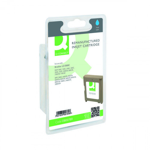 Q-Connect Brother Remanufactured Cyan Inkjet Cartridge LC1000C
