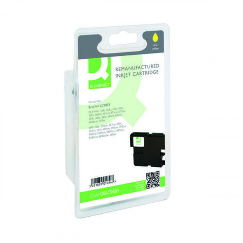 Q-Connect Brother Remanufactured Yellow Inkjet Cartridge High Yield LC980Y