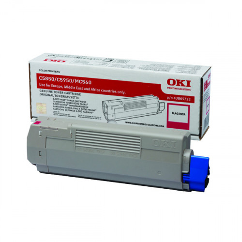 Oki Magenta Toner Cartridge (6,000 Page Capacity) 43865722