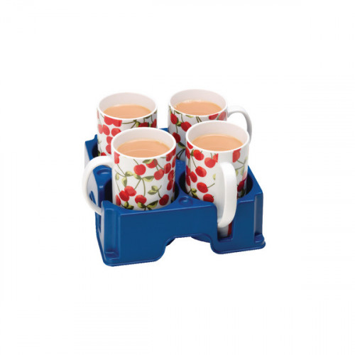 Muggi Blue 4 Mug Drinks Holder / Carrier - (Made from tough, 100% recyclable polypropylene) MUG002