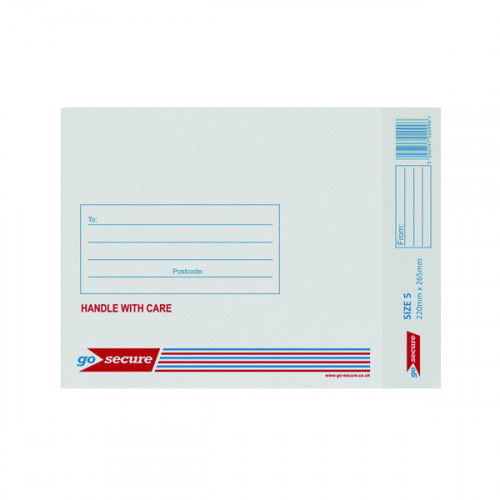 GoSecure Bubble Lined Envelope Size 5 220x265mm White (Pack of 20) PB02132