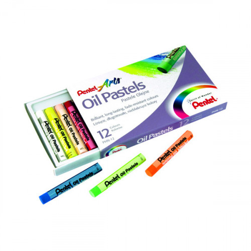 Pentel Oil Pastels Set of 12 Assorted (Pack of 12) PHN4-12