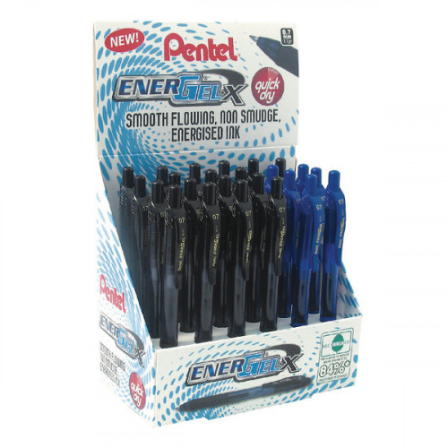 Pentel EnerGel X Retractable Liquid Gel Pens Assorted Display (Pack of 24) BL107/2D