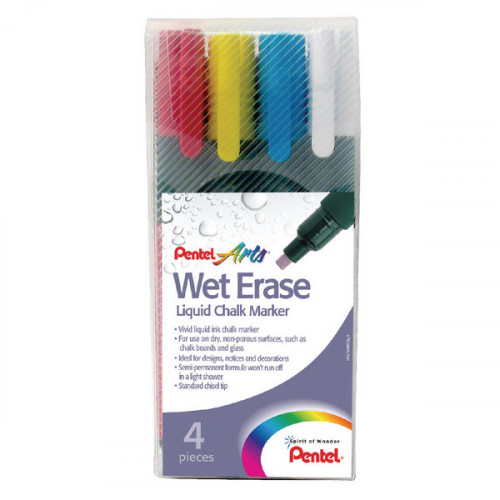 PENTEL CHALK MARKERS AST PKOF 4