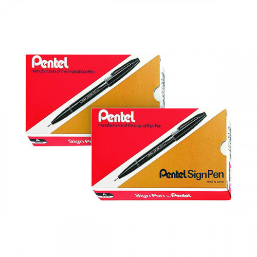 Pentel Signpen Fibretip Black S520-A Buy One Get One Free